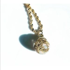24k gold flakes and floating opal necklace